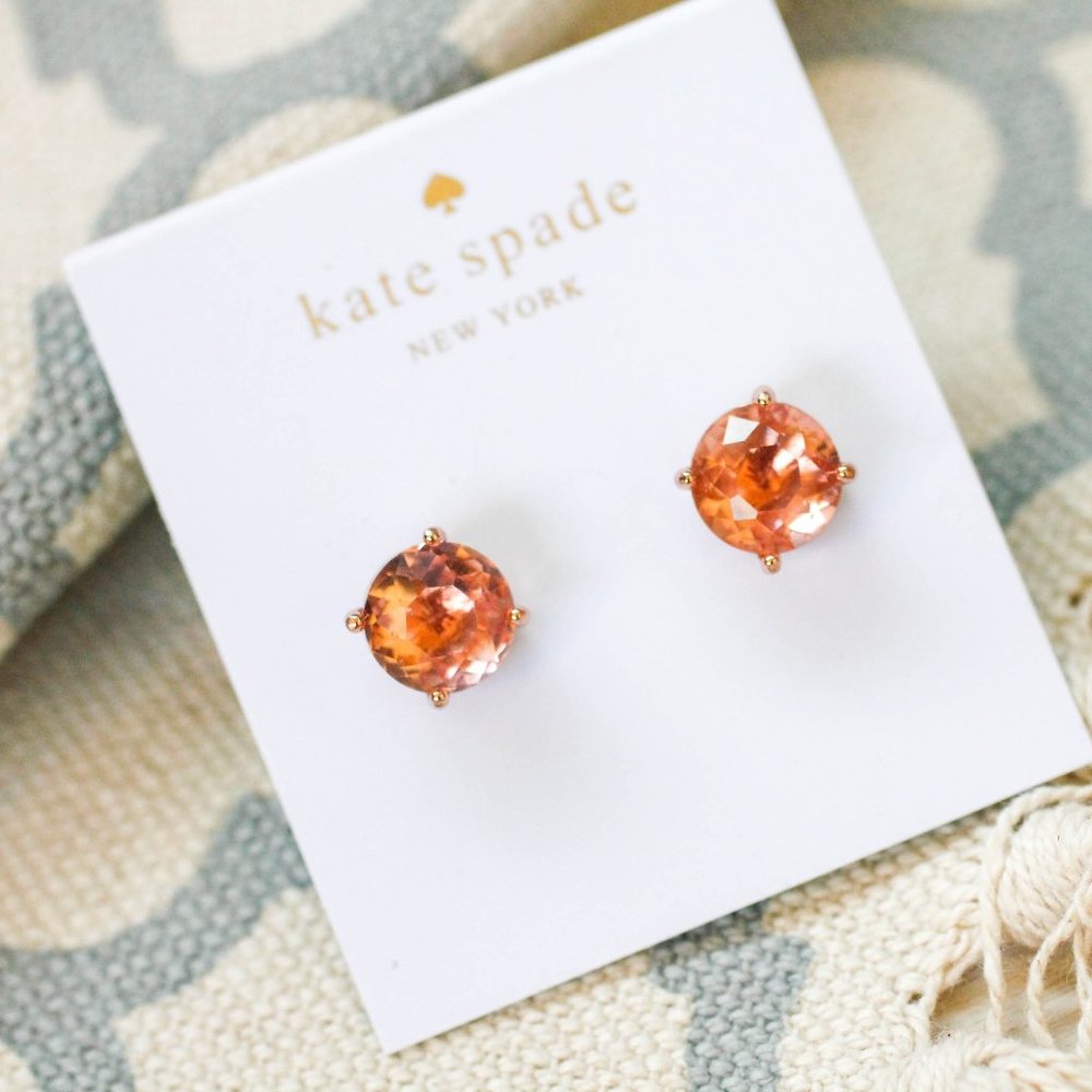 kate spade pink crystal rose gold earrings studs